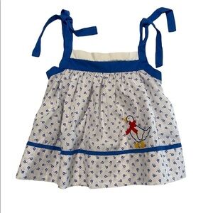 Vintage Fayette Summer Girls Top Duck Flowers Blue White 18 Months